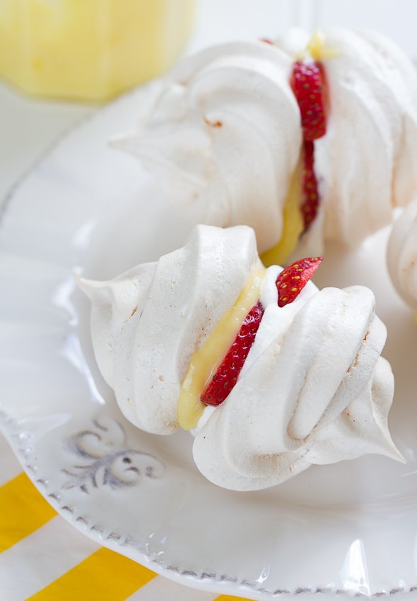 Strawberry and Lemon Curd Meringues
