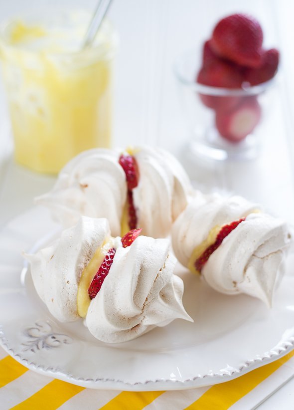 Strawberry and Lemon Curd Meringues