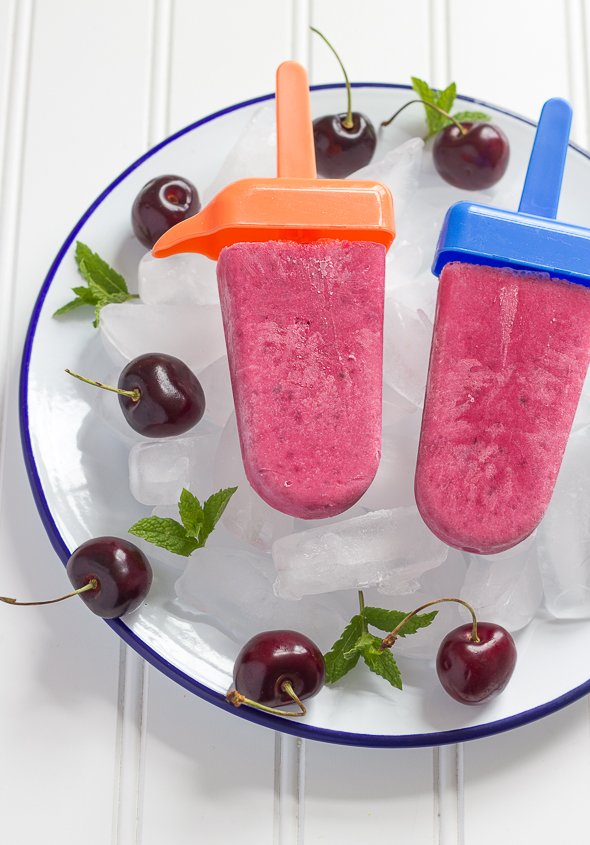Cherry Frozen Yogurt Popsicles