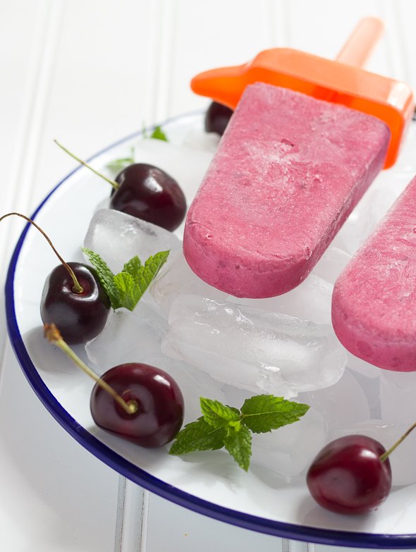 Cherry Frozen Yogurt Popsicles