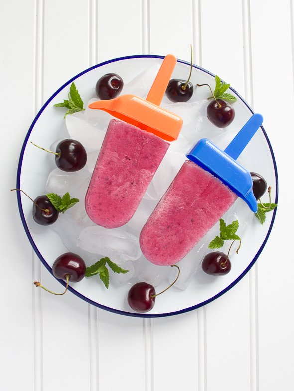 Cherry Frozen Yogurt Popsicles